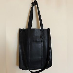 Able black leather tote crossbody